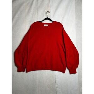 Princess Polly Red Crew Neck Oversized Knit Sweater Balloon Sleeve ML RN 163017